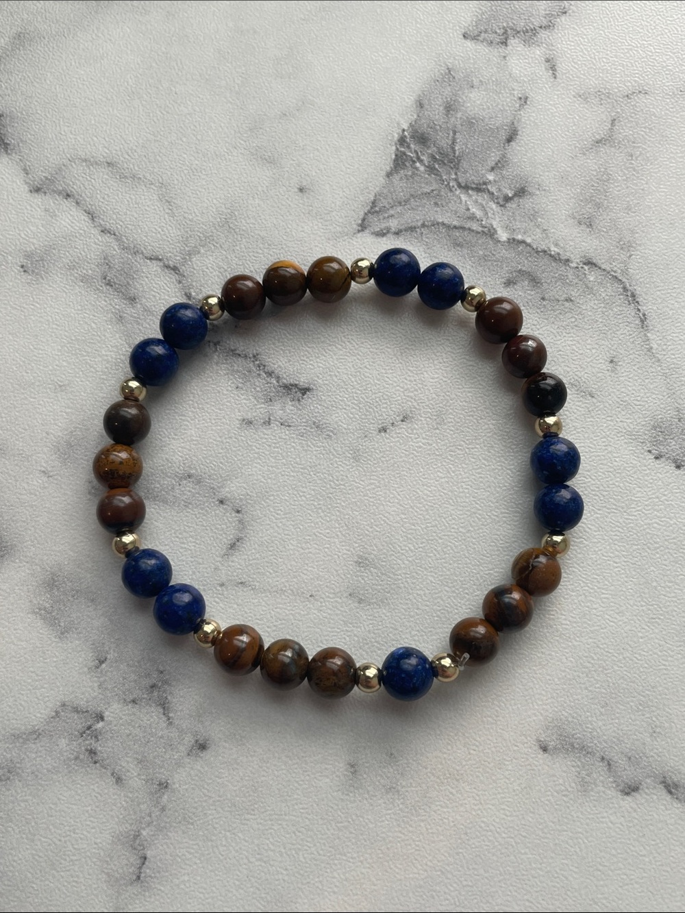Natural Stone Handmade Elastic Bracelet - 7 inch